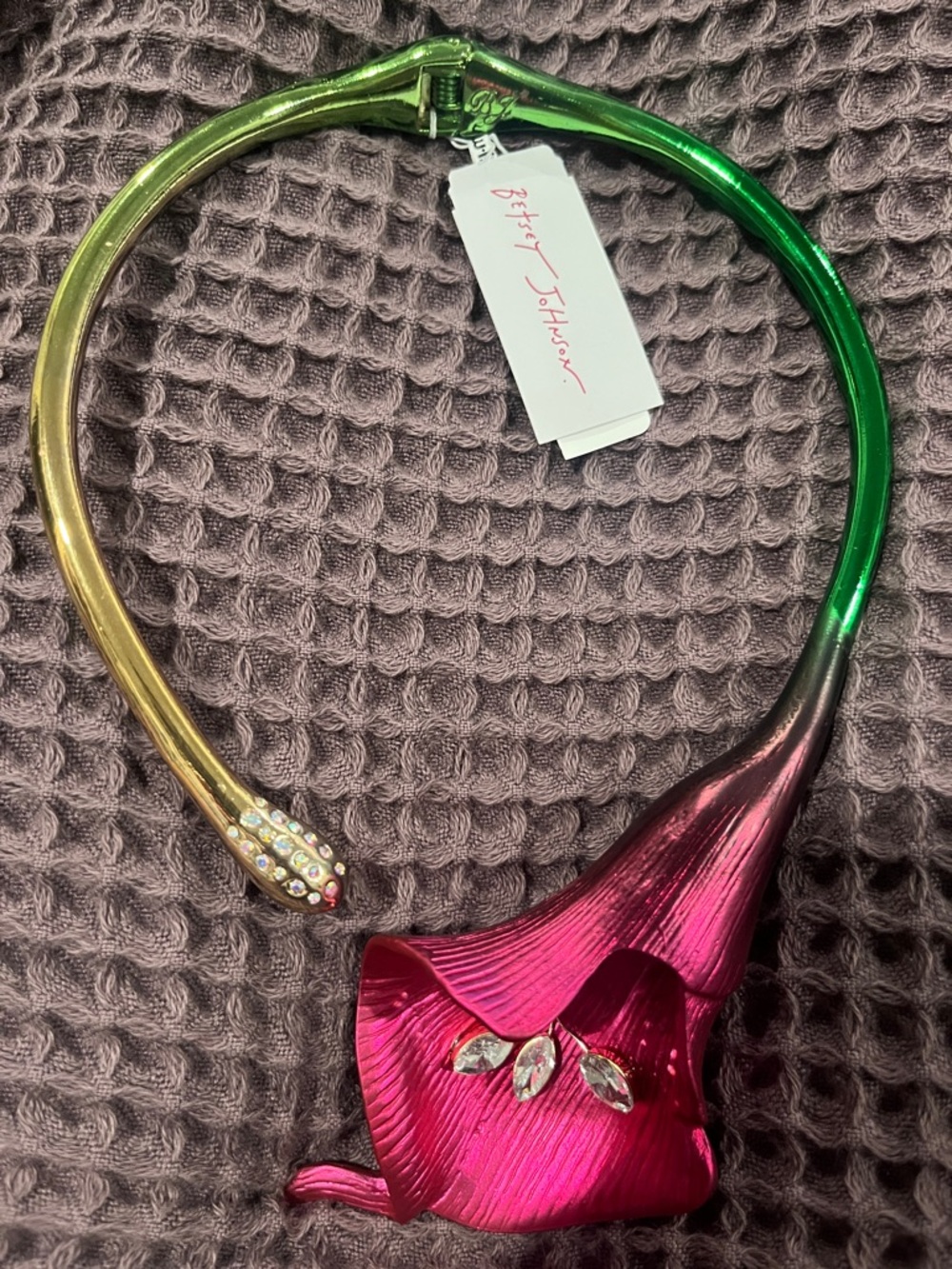 Betsey Johnson Multicolor Flower Statement Necklace Calla Lilly pink